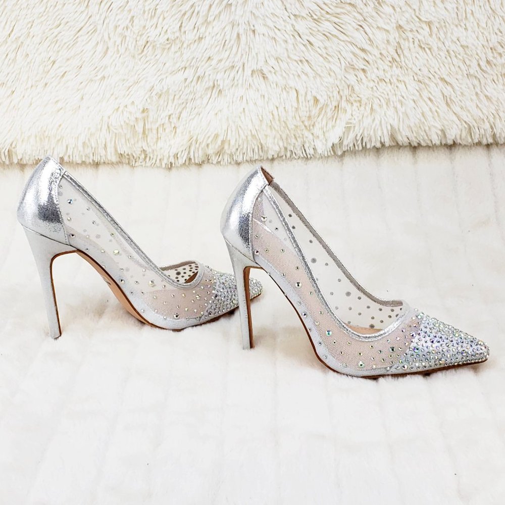 Shimmering Silver Rhinestone Heels - Picture 5 of 12